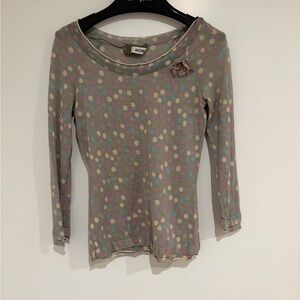 Moschino Multicolor Polka Dot Long Sleeve Top